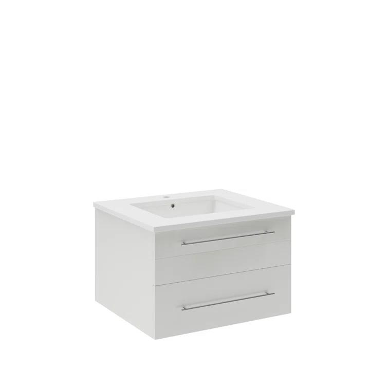 Lucera 24" Wall Mount Modern Single Sink Bathroom Vanity with Top and Undermount Sink