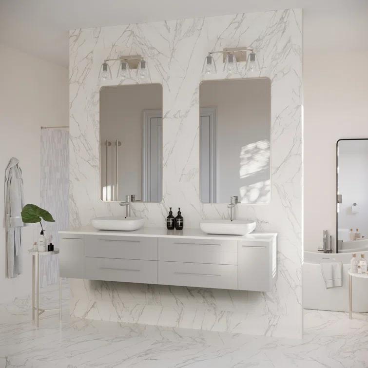 Lucera 72" Wall Mount Modern Bathroom Vanity with Top & Double Vessel Sinks - Faucets Not Included