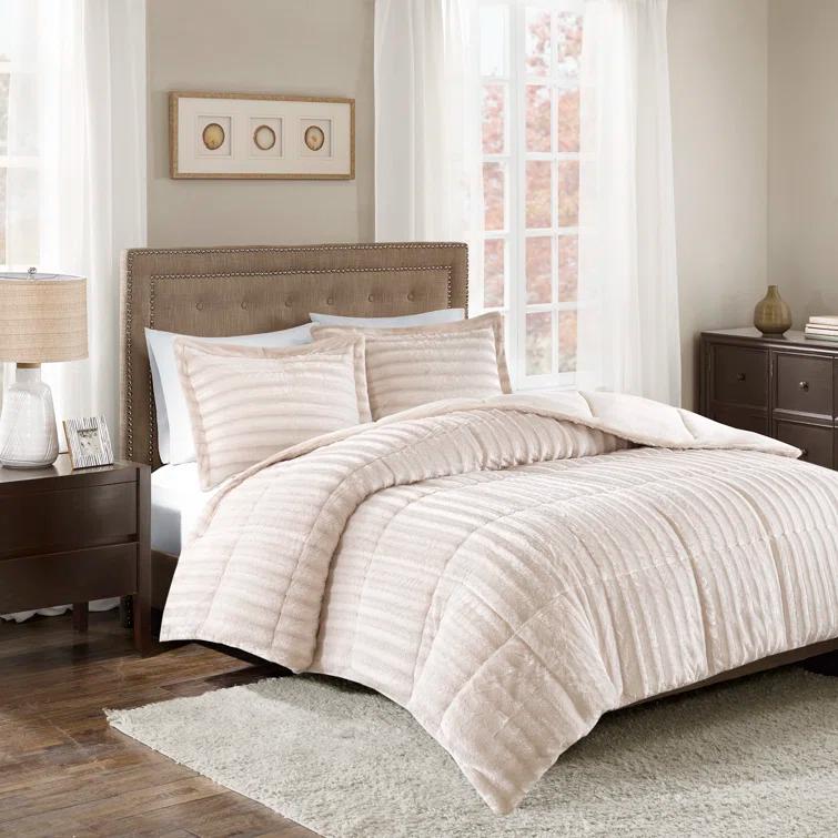 Faux Fur 3 Piece Comforter Set