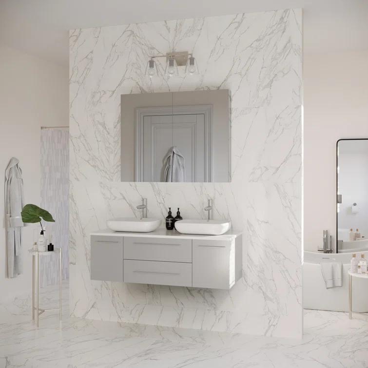 Fresca Lucera 48" Wall Mount Double Vessel Sink Bathroom Vanity with Medicine Cabinet