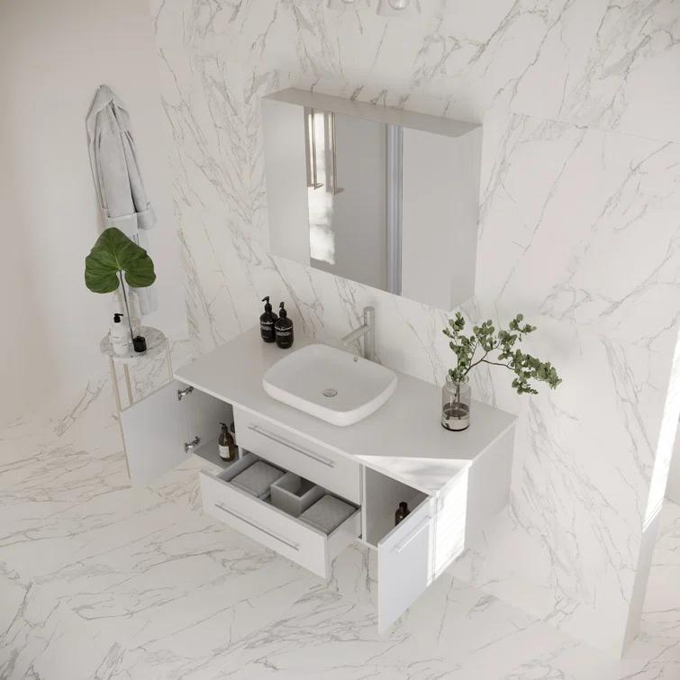 Fresca Lucera 47" Wall Mount Single Vessel Sink Bathroom Vanity Base Only (Top & Sink Not Included)