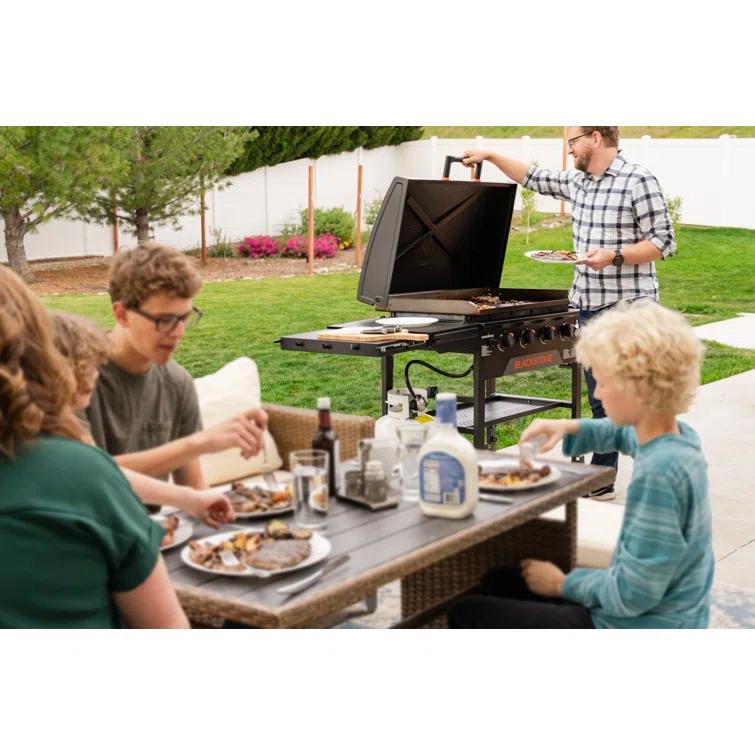 Blackstone 4-Burner 36" Omnivore Griddle with Hood and Extendable Side Shelves