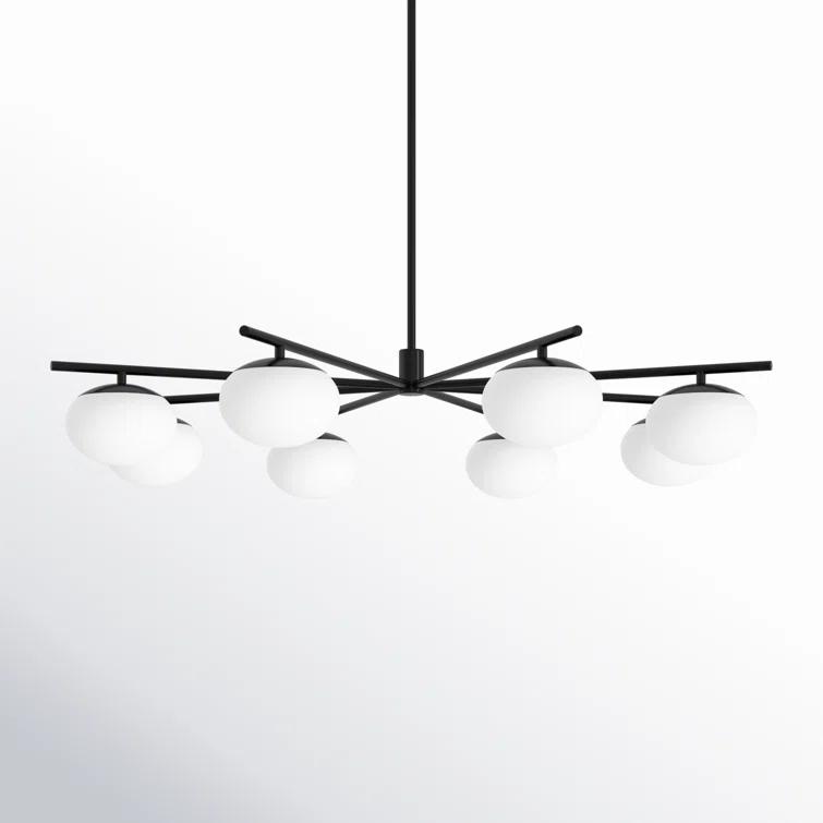 Lune Aged Iron 8-Light Globe Chandelier with Milk White Glass