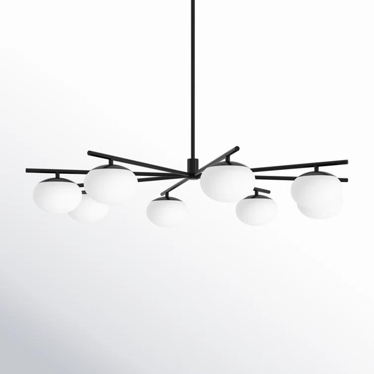 Lune Aged Iron 8-Light Globe Chandelier with Milk White Glass