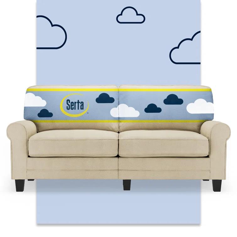 Serta Copenhagen 73" Rolled Arm Sofa, Easy Care Fabric, Soft Pillow Back, Pocket Coil Seat Cushions