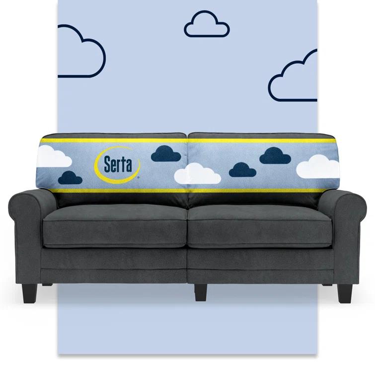 Serta Copenhagen 73" Rolled Arm Sofa, Easy Care Fabric, Soft Pillow Back, Pocket Coil Seat Cushions