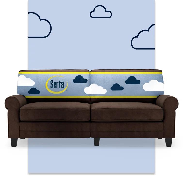 Serta Copenhagen 78" Rolled Arm Sofa, Easy Care Fabric, Soft Pillow Back, Pocket Coil Seat Cushions