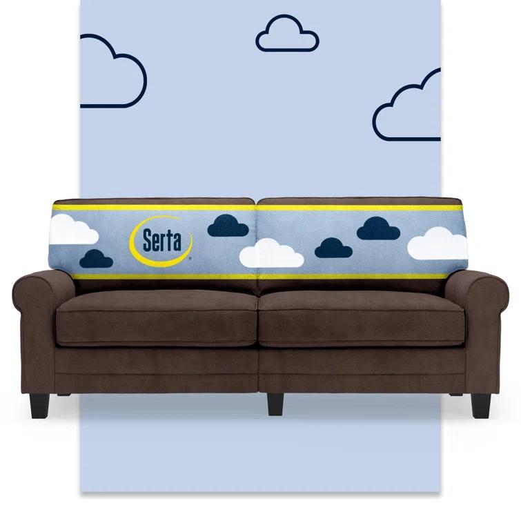 Serta Copenhagen 78" Rolled Arm Sofa, Easy Care Fabric, Soft Pillow Back, Pocket Coil Seat Cushions