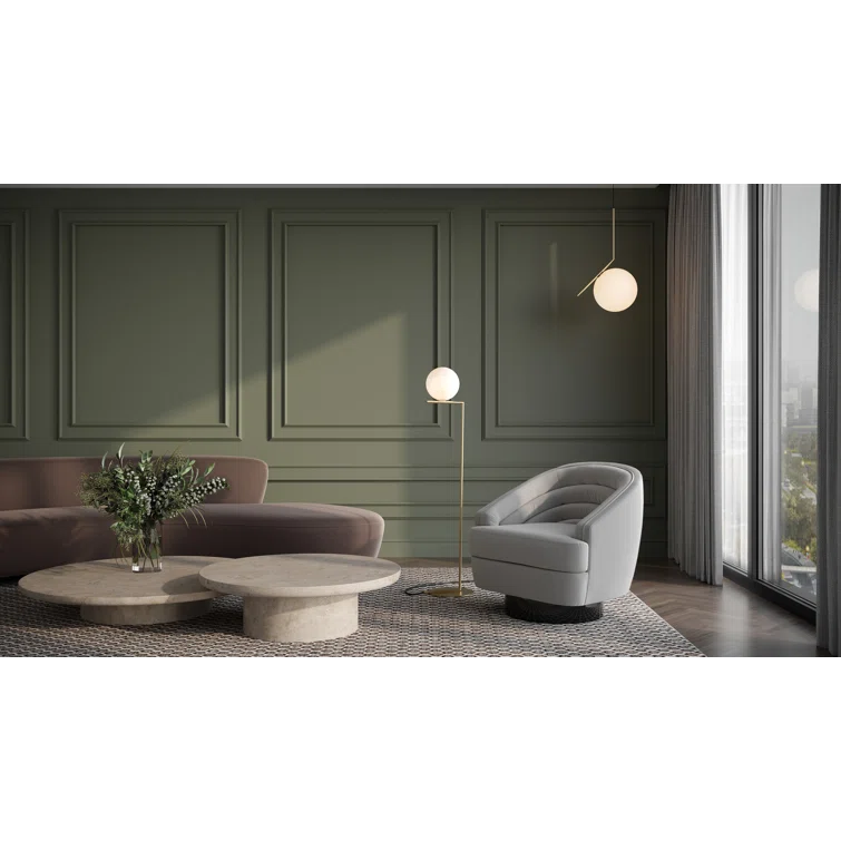 Elegant Brass IC Task Floor Lamp with Opal Glass Diffuser