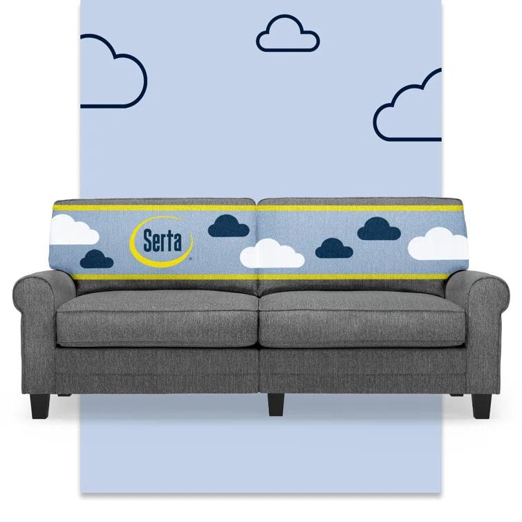 Serta Copenhagen 78" Rolled Arm Sofa, Easy Care Fabric, Soft Pillow Back, Pocket Coil Seat Cushions