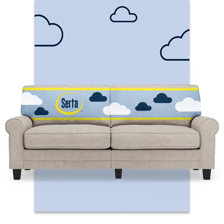 Serta Copenhagen 78" Rolled Arm Sofa, Easy Care Fabric, Soft Pillow Back, Pocket Coil Seat Cushions