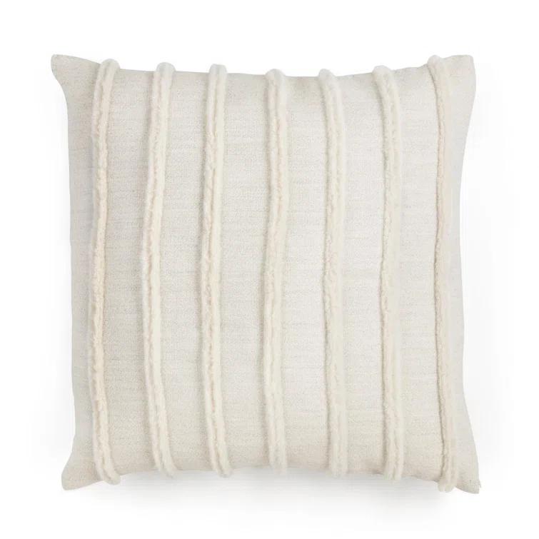 Park Hill Collection Texture Stripe Alpaca Wool Square Pillow Cover
