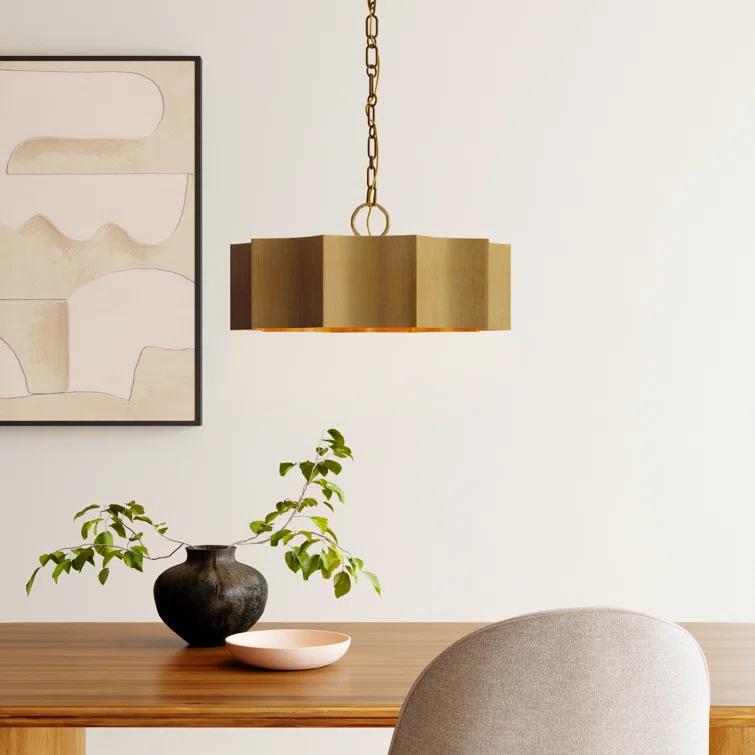 Carney 3 Light Metal Dimmable Scalloped Chandelier