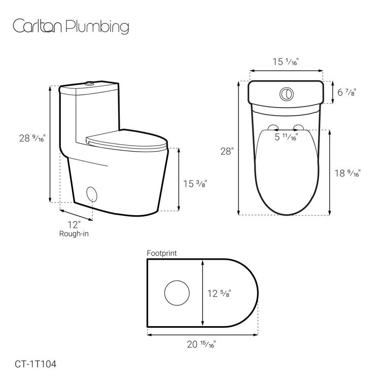 Swiss Madison CT-1T104 Fulton One-Piece Elongated Toilet Dual-Flush 1.1/1.6 Gpf