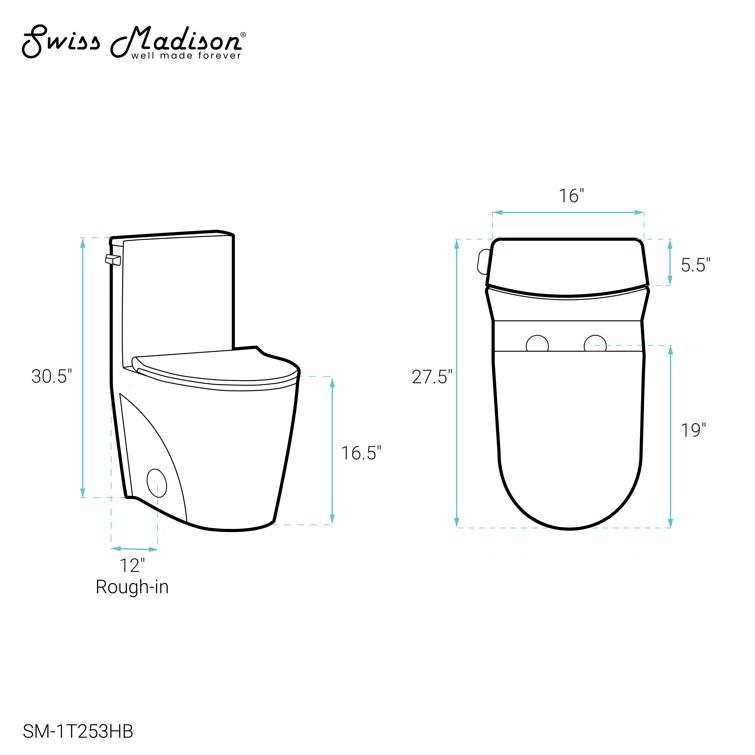 St. Tropez One Piece Elongated Toilet Dual Vortex Flush