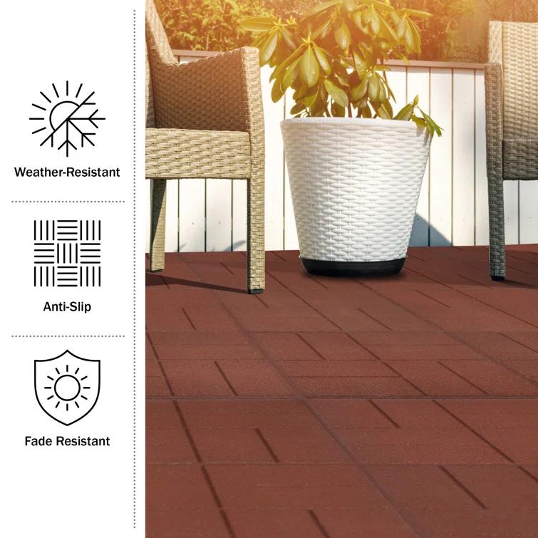 Pure Garden Deck Tiles 8-Pack - Dual-Sided Outdoor Flooring Tile - 28SQFT Rubber Pavers for Outside Patio, Garden Walkway, Balcony, or Shed