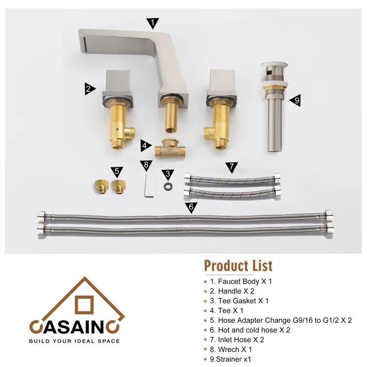 Widespread Faucet 2-Handle Bathroom Faucet with 3 Holes and Pop Drain