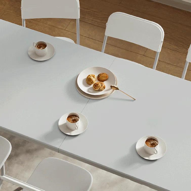 Plastic Folding Card Table, Indoor Outdoor Portable Picnic Table with Carrying Handle for Camping