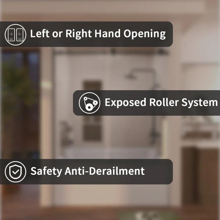 60'' - W x 60'' H Door Semi-Frameless Tub Door with