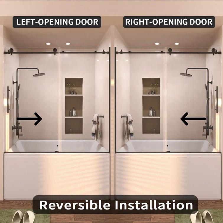 60'' - W x 60'' H Door Semi-Frameless Tub Door with