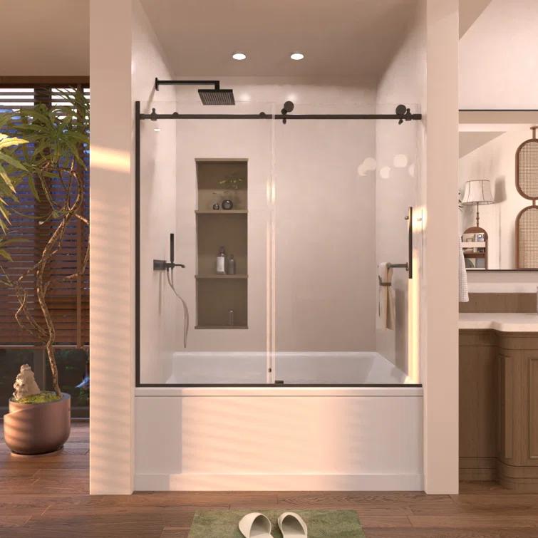 60'' - W x 60'' H Door Semi-Frameless Tub Door with