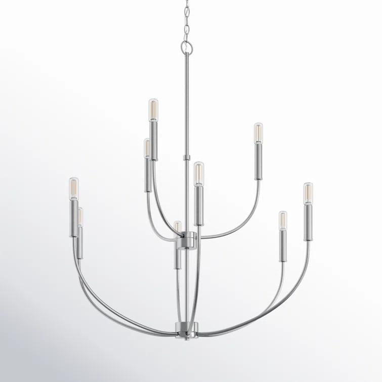 Greenwich Modern 9-Light Brushed Nickel Incandescent Chandelier