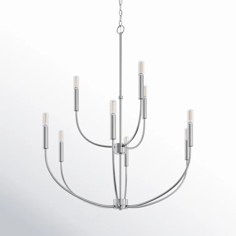 Greenwich Modern 9-Light Brushed Nickel Incandescent Chandelier