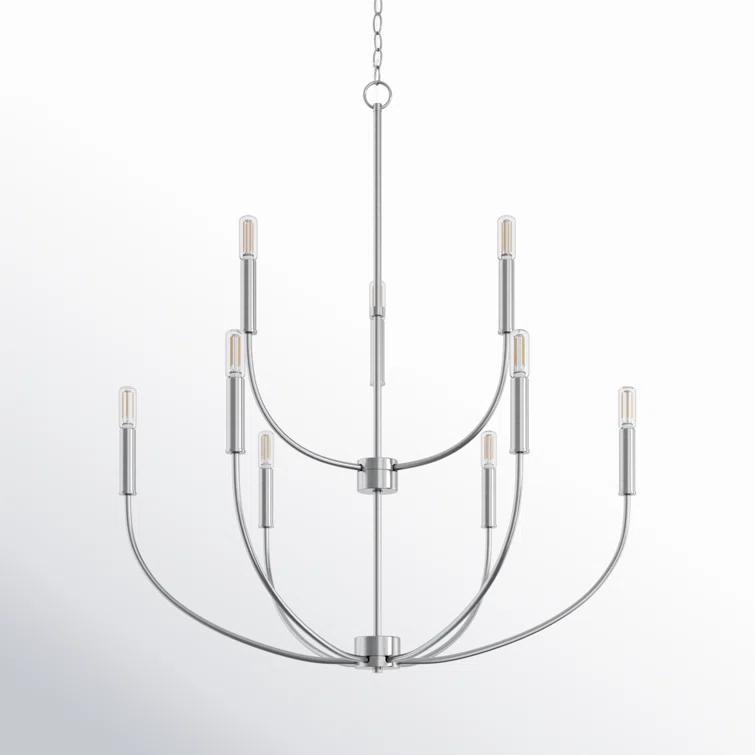 Greenwich Modern 9-Light Brushed Nickel Incandescent Chandelier