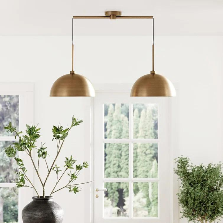 2-Light Pendant Island Light Fixture, Hanging Lights with Metal Shade and Adjustable Cord, for Kitchen