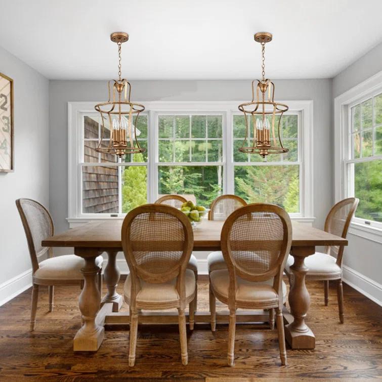 Fleur De Lis Living Modern Rustic Lantern Pendant Light With Adjustable Chain, 4-Light Chandelier For Kitchen Island, Dining Room, And Entryway