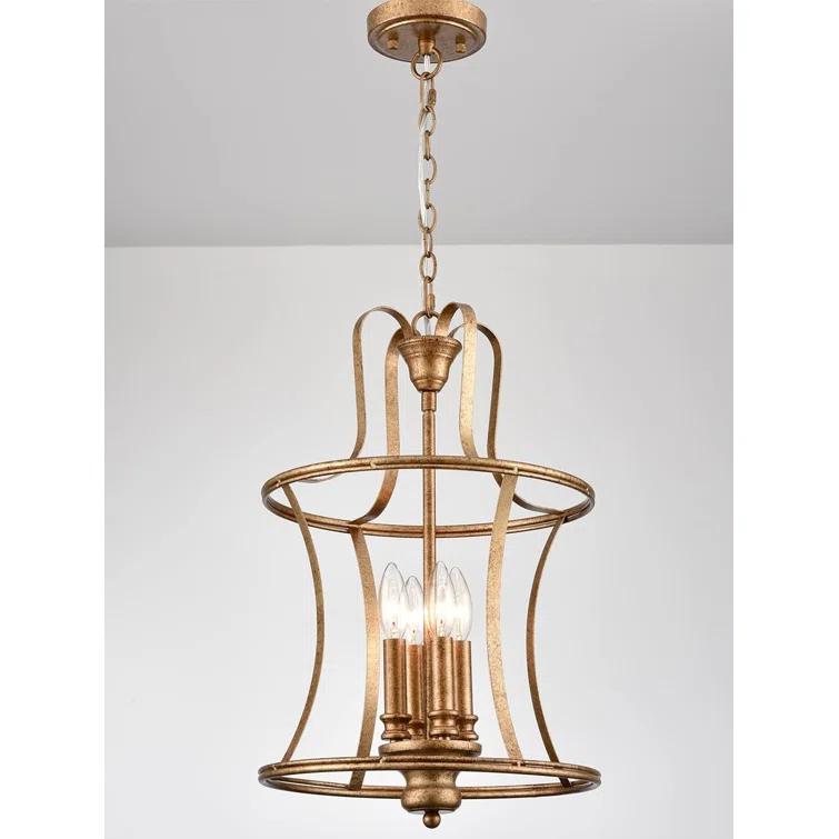 Fleur De Lis Living Modern Rustic Lantern Pendant Light With Adjustable Chain, 4-Light Chandelier For Kitchen Island, Dining Room, And Entryway