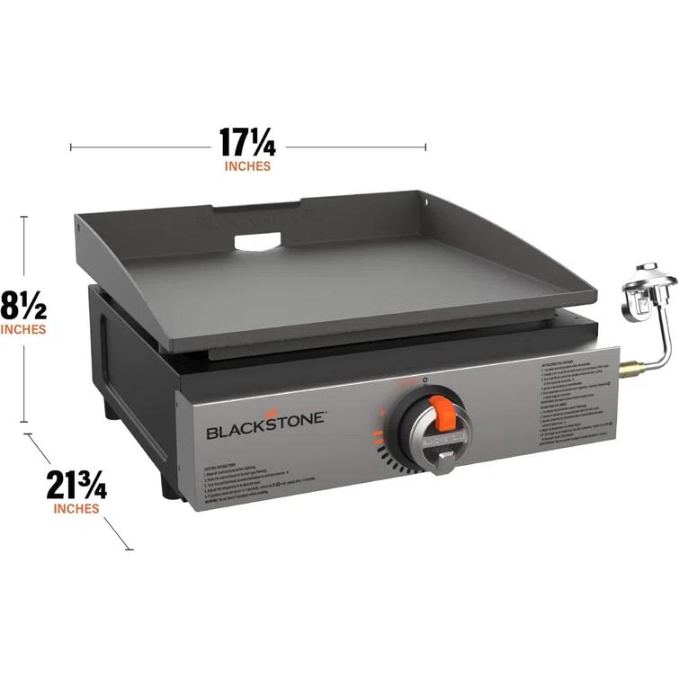 Original 17” Tabletop Griddle with Stainless Steel Front Plate, Powder Coated Steel, Black