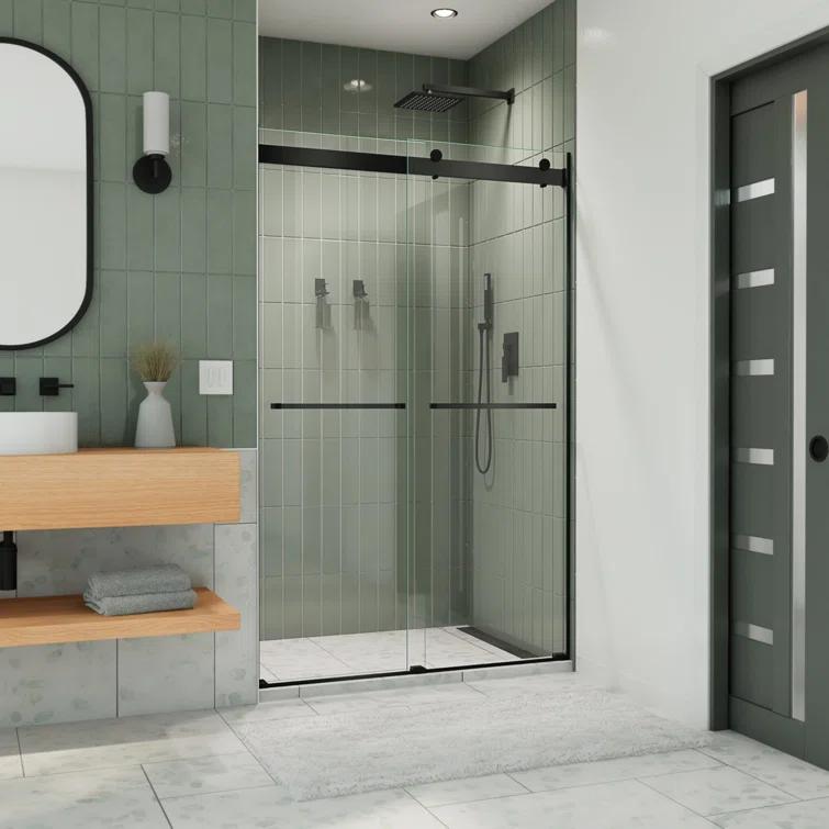 44" - 48" W 76" H Reversible Semi-Frameless Shower Door with ClearMax Technology