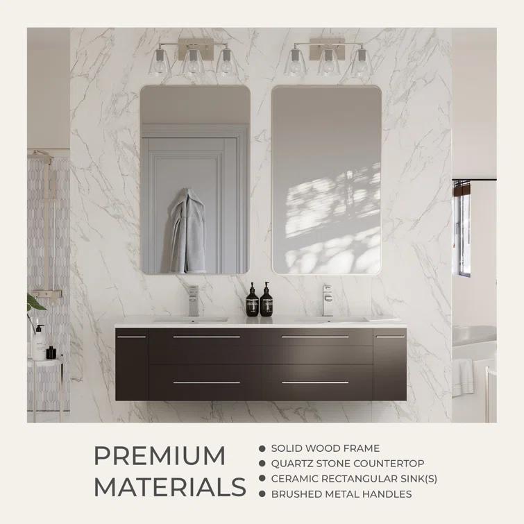 Lucera 36" Wall Mount Single Vessel Sink Right Version Bathroom Vanity with Medicine Cabinet