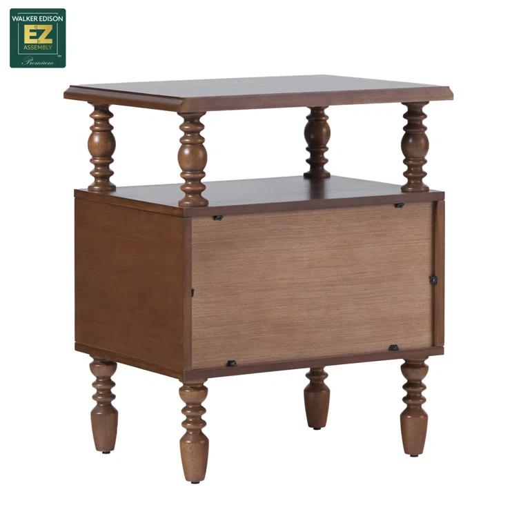 Vivienne Easy Assembly Solid Wood Spindle 2-Drawer Nightstand