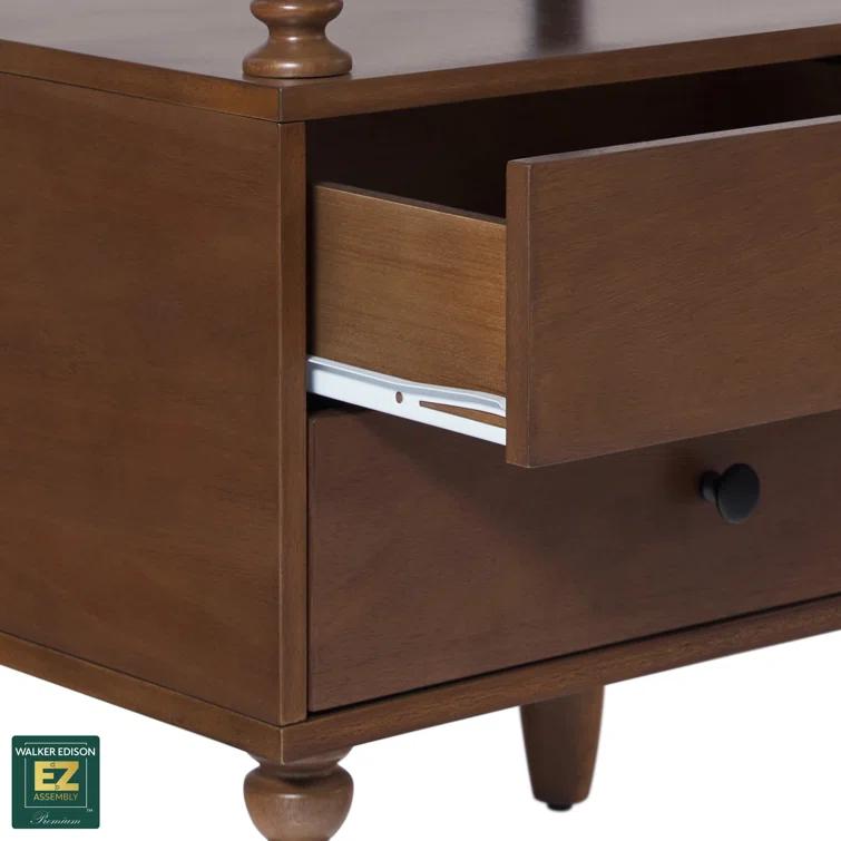 Vivienne Easy Assembly Solid Wood Spindle 2-Drawer Nightstand