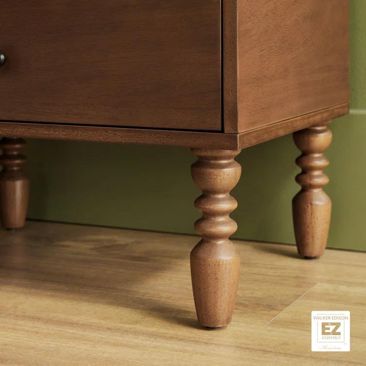 Vivienne Easy Assembly Solid Wood Spindle 2-Drawer Nightstand