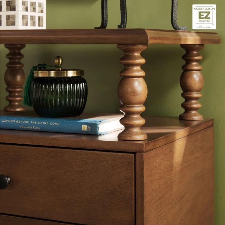 Vivienne Easy Assembly Solid Wood Spindle 2-Drawer Nightstand
