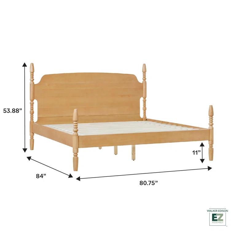 Walker Edison Vivienne Traditional Easy Assembly Solid Wood Turned Spindle Bed