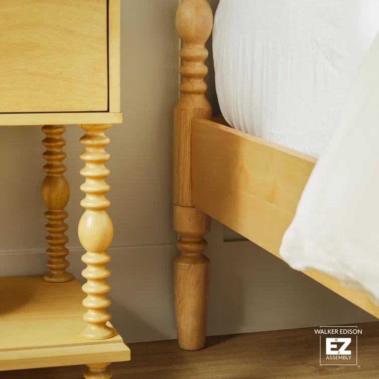 Walker Edison Vivienne Traditional Easy Assembly Solid Wood Turned Spindle Bed