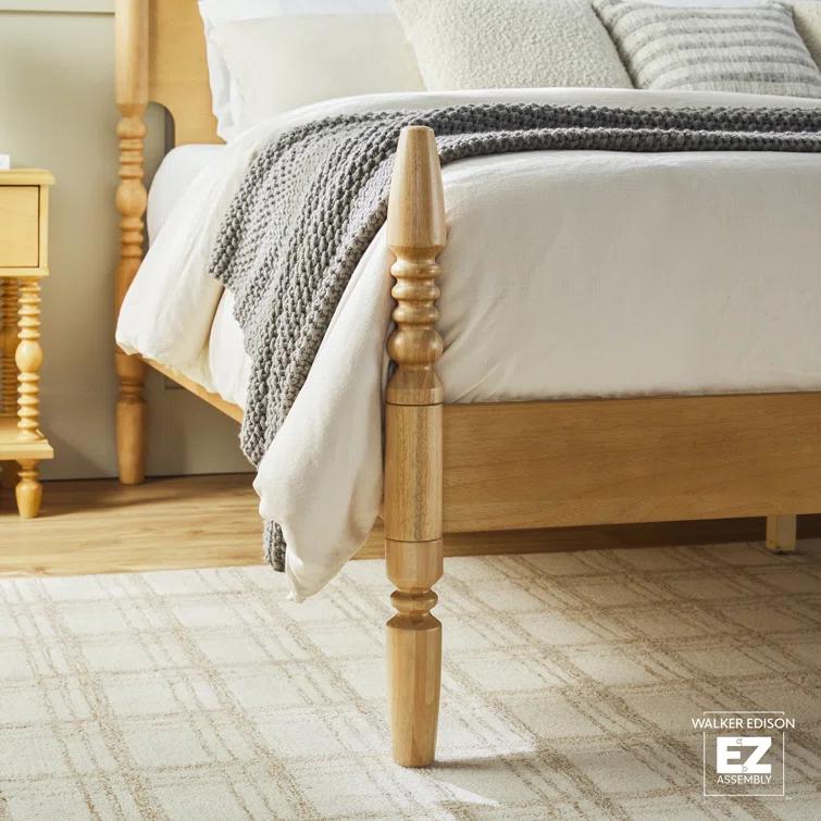 Walker Edison Vivienne Traditional Easy Assembly Solid Wood Turned Spindle Bed