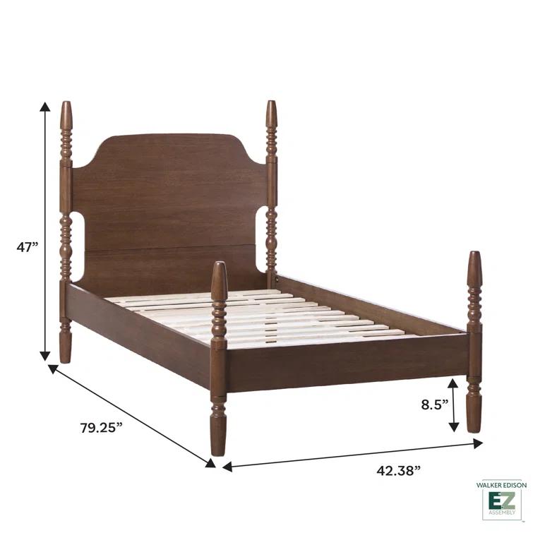 Vivienne Traditional Easy Assembly Solid Wood Twin Spindle Bed