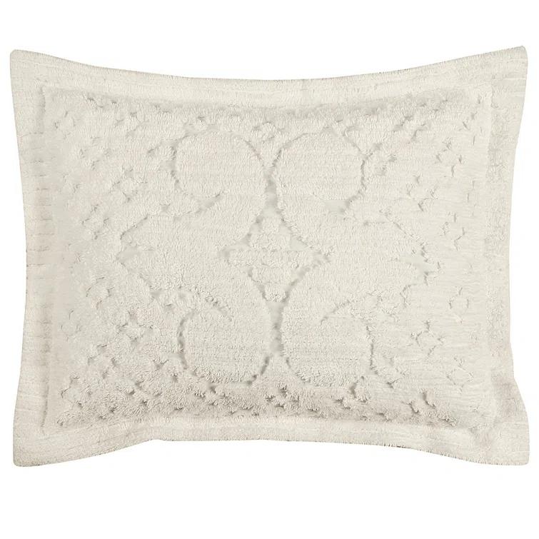 Ashton Collection Chenille Bedspread Set, 100% Cotton Machine Washable Bedding Set, Soft & Breathable Medallion Design Coverlet with Sham, Luxurious All Season Comfort