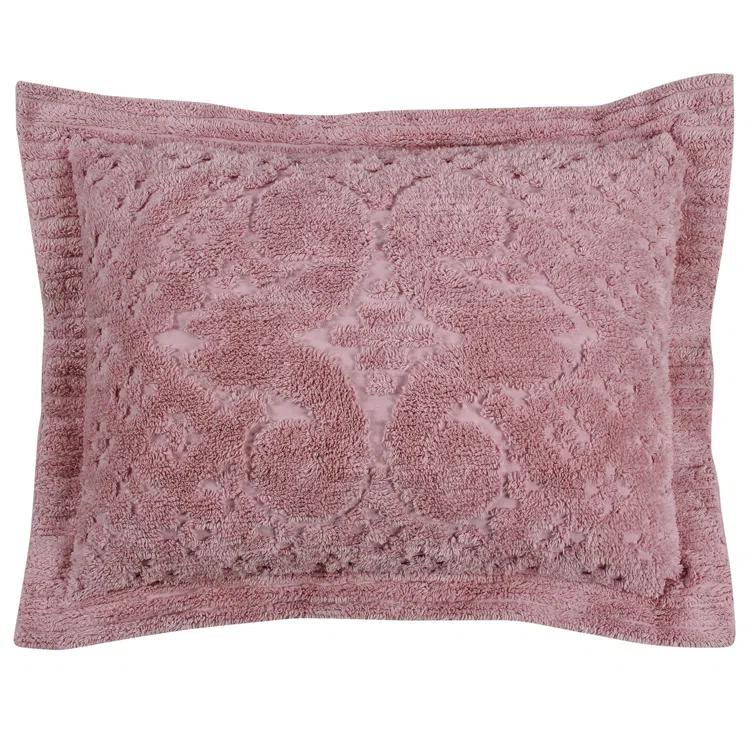 Ashton Collection Chenille Bedspread Set, 100% Cotton Machine Washable Bedding Set, Soft & Breathable Medallion Design Coverlet with Sham, Luxurious All Season Comfort