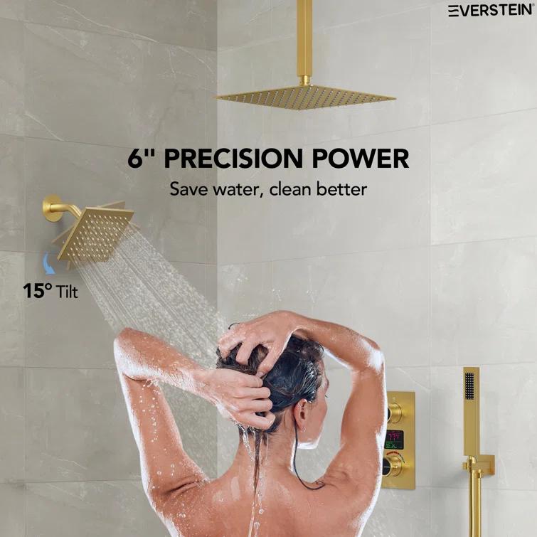 Pressure Balancing Shower Faucet 12" High-Pressure Dual Showerheads with LCD Display