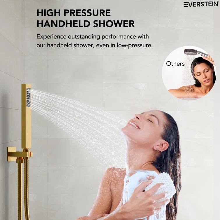 Pressure Balancing Shower Faucet 12" High-Pressure Dual Showerheads with LCD Display