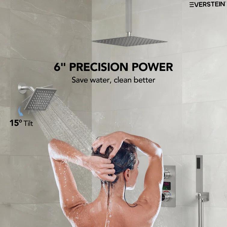 Pressure Balancing Shower Faucet 12" High-Pressure Dual Showerheads with LCD Display