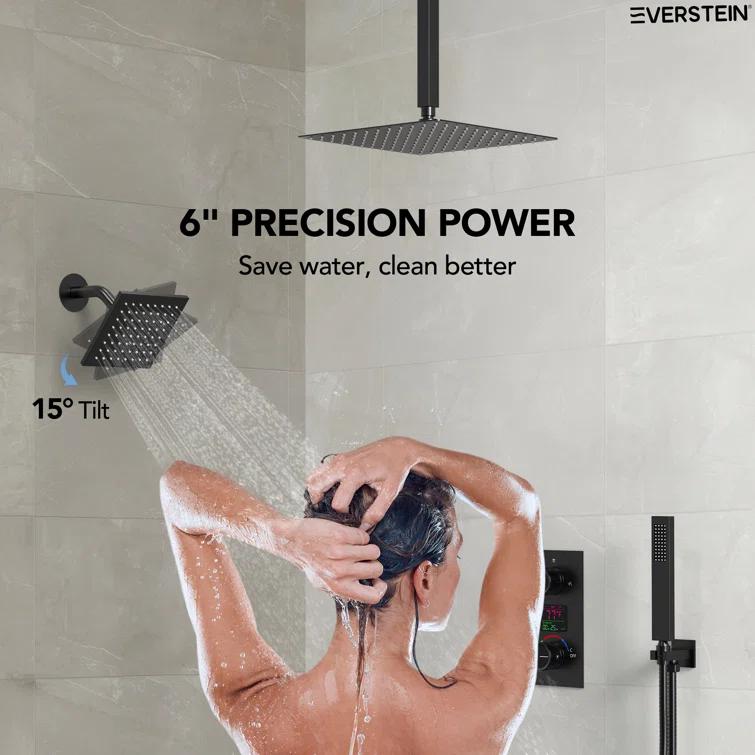 Pressure Balancing Shower Faucet 12" High-Pressure Dual Showerheads with LCD Display