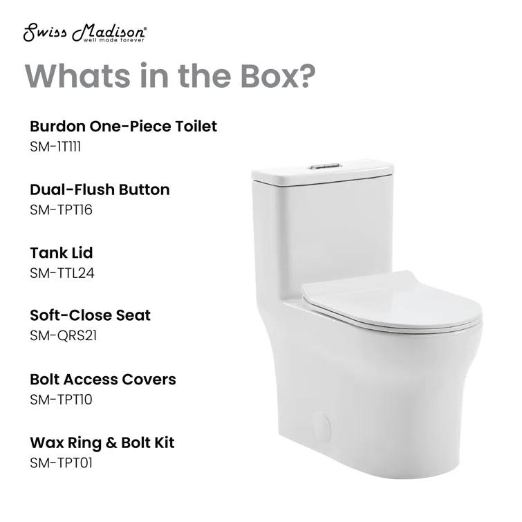 Burdon One-Piece Toilet Vortex Dual-Flush 1.1/1.6 gpf