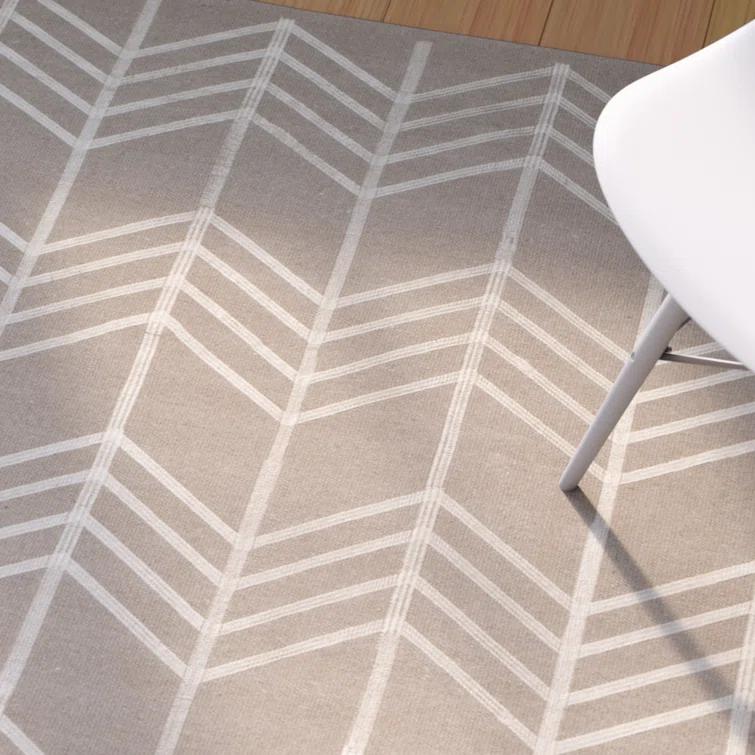 Thelonius Hand Woven Flat Weave With Embroidery Wool Chevron Rug